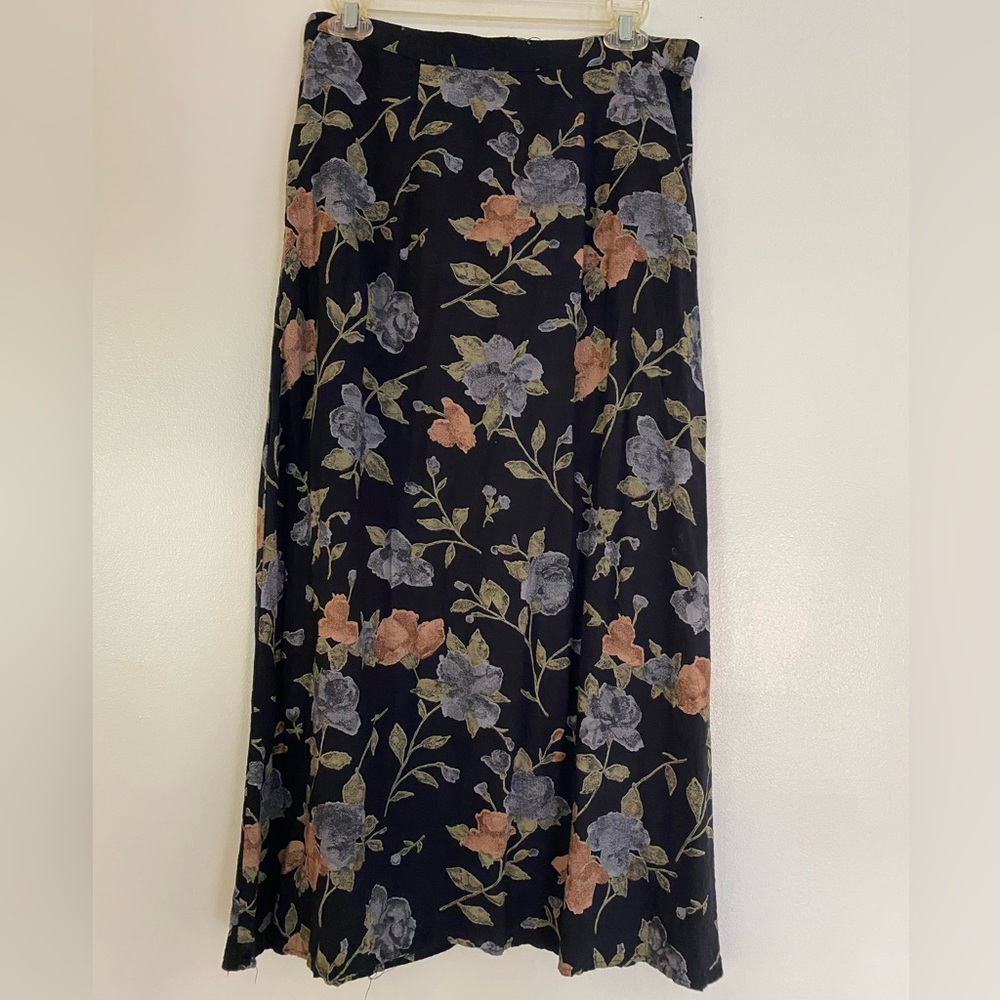 Vintage Studio Floral Black Midi Skirt